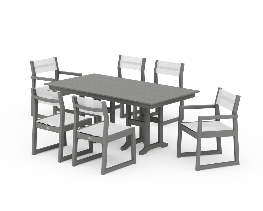 POLYWOOD® EDGE Sling 7-Piece Farmhouse Dining Set