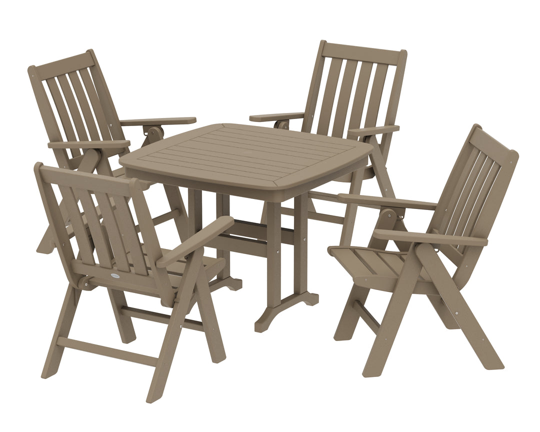 POLYWOOD® Vineyard Folding Chair 5-Piece Dining Set