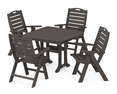 Nautical Folding Highback Chair 5-Piece Dining Set with Trestle Legs