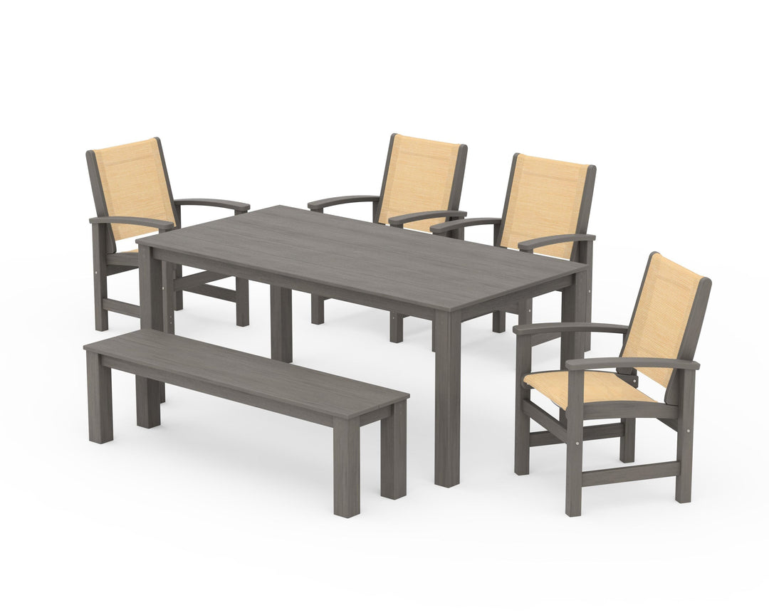 POLYWOOD® Coastal 6-Piece Parsons Dining Set with Bench