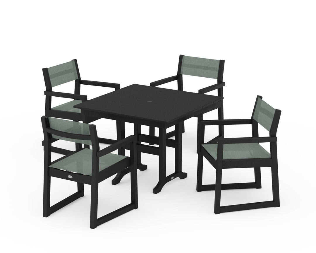 POLYWOOD® EDGE Sling Arm Chair 5-Piece Farmhouse Dining Set
