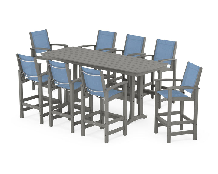POLYWOOD® Coastal 9-Piece Bar Set with Trestle Legs