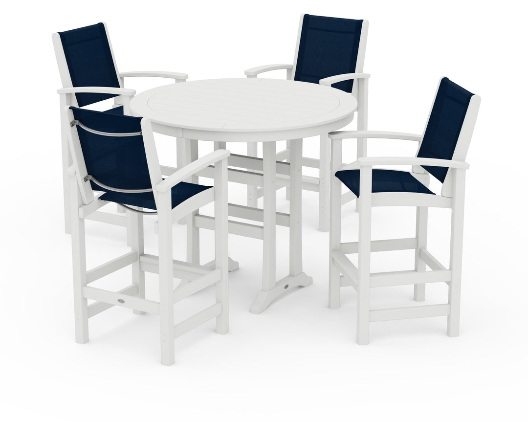 POLYWOOD® Coastal 5-Piece Nautical Trestle Bar Set