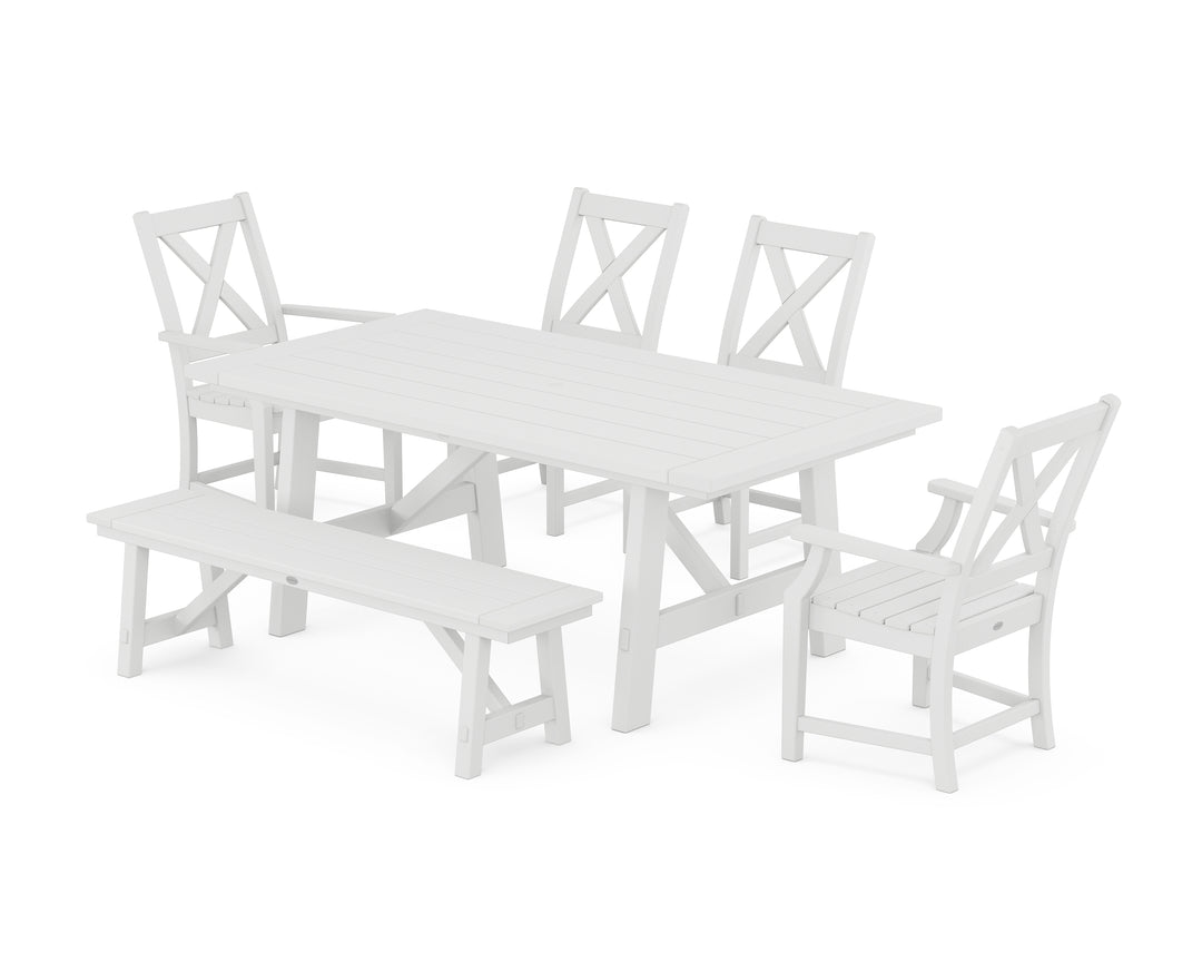 POLYWOOD® Braxton 6-Piece Rustic Farmhouse Dining Set With Trestle Legs