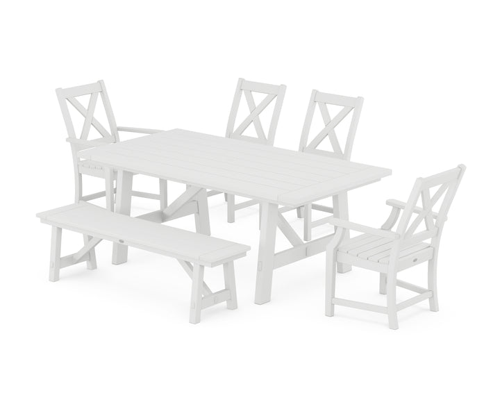 POLYWOOD® Braxton 6-Piece Rustic Farmhouse Dining Set With Trestle Legs