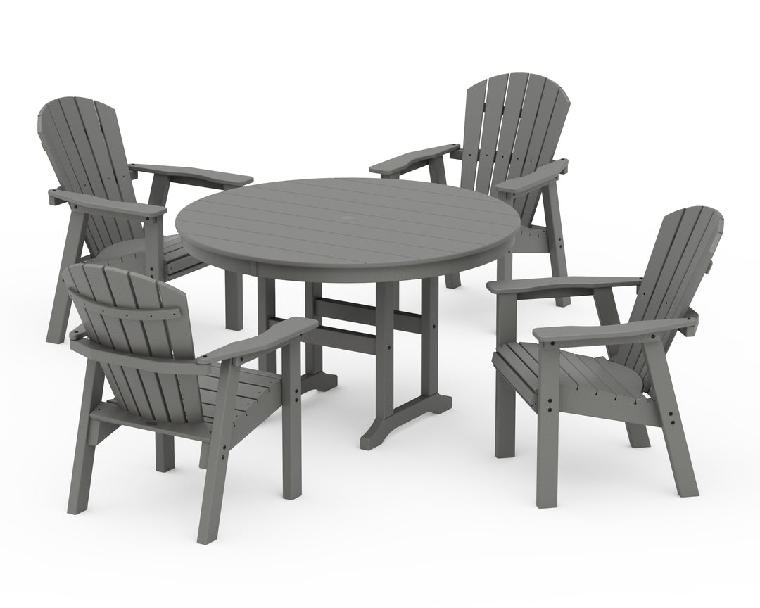 POLYWOOD® Seashell 5-Piece Round Farmhouse Dining Set