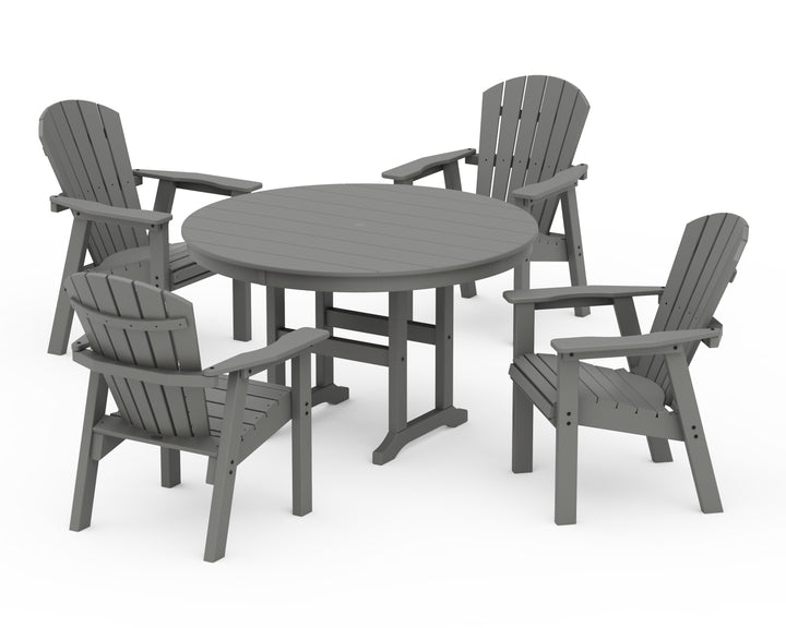 POLYWOOD® Seashell 5-Piece Round Farmhouse Dining Set