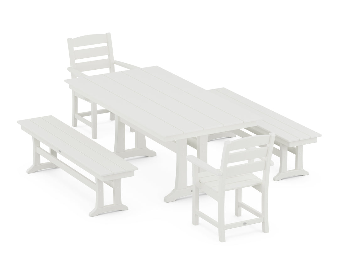 POLYWOOD® Lakeside 5-Piece Farmhouse Dining Set With Trestle Legs