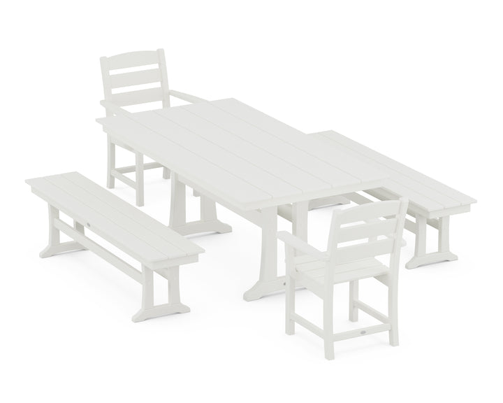 POLYWOOD® Lakeside 5-Piece Farmhouse Dining Set With Trestle Legs