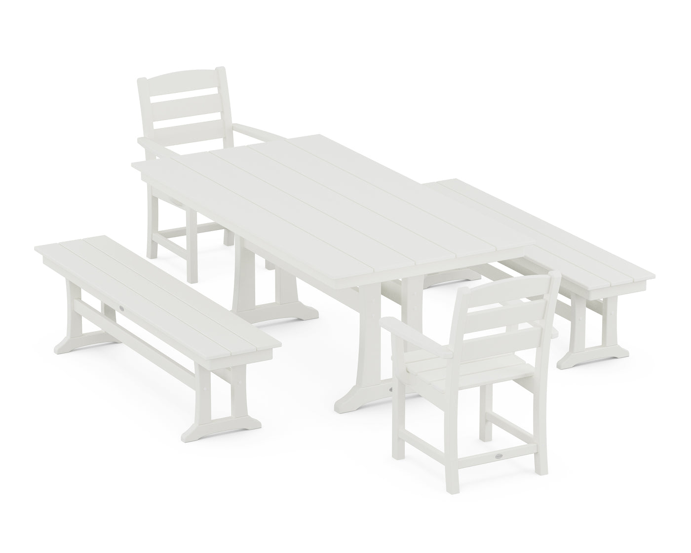 Lakeside 5-Piece Farmhouse Dining Set With Trestle Legs