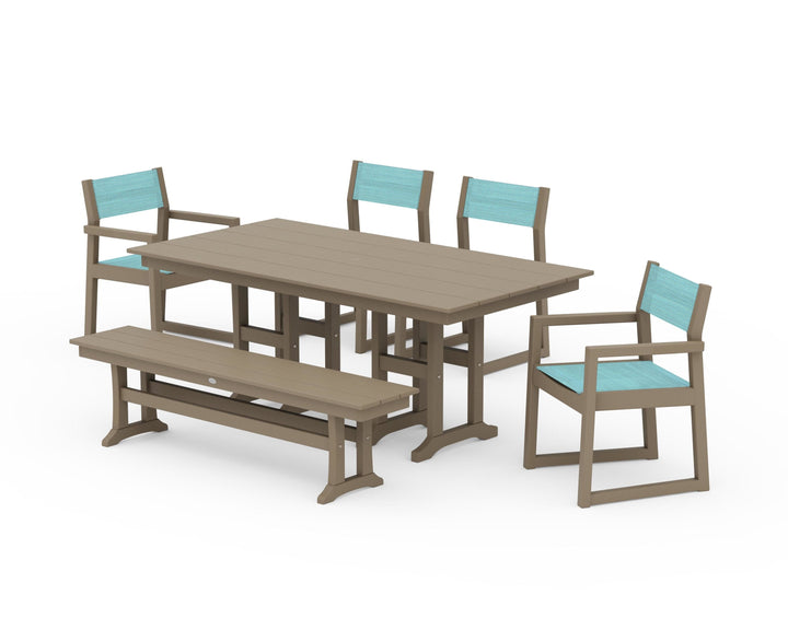 POLYWOOD® EDGE Sling 6-Piece Farmhouse Dining Set