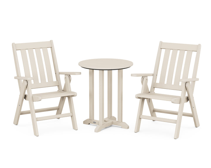 POLYWOOD® Vineyard Folding Chair 3-Piece Round Bistro Dining Set