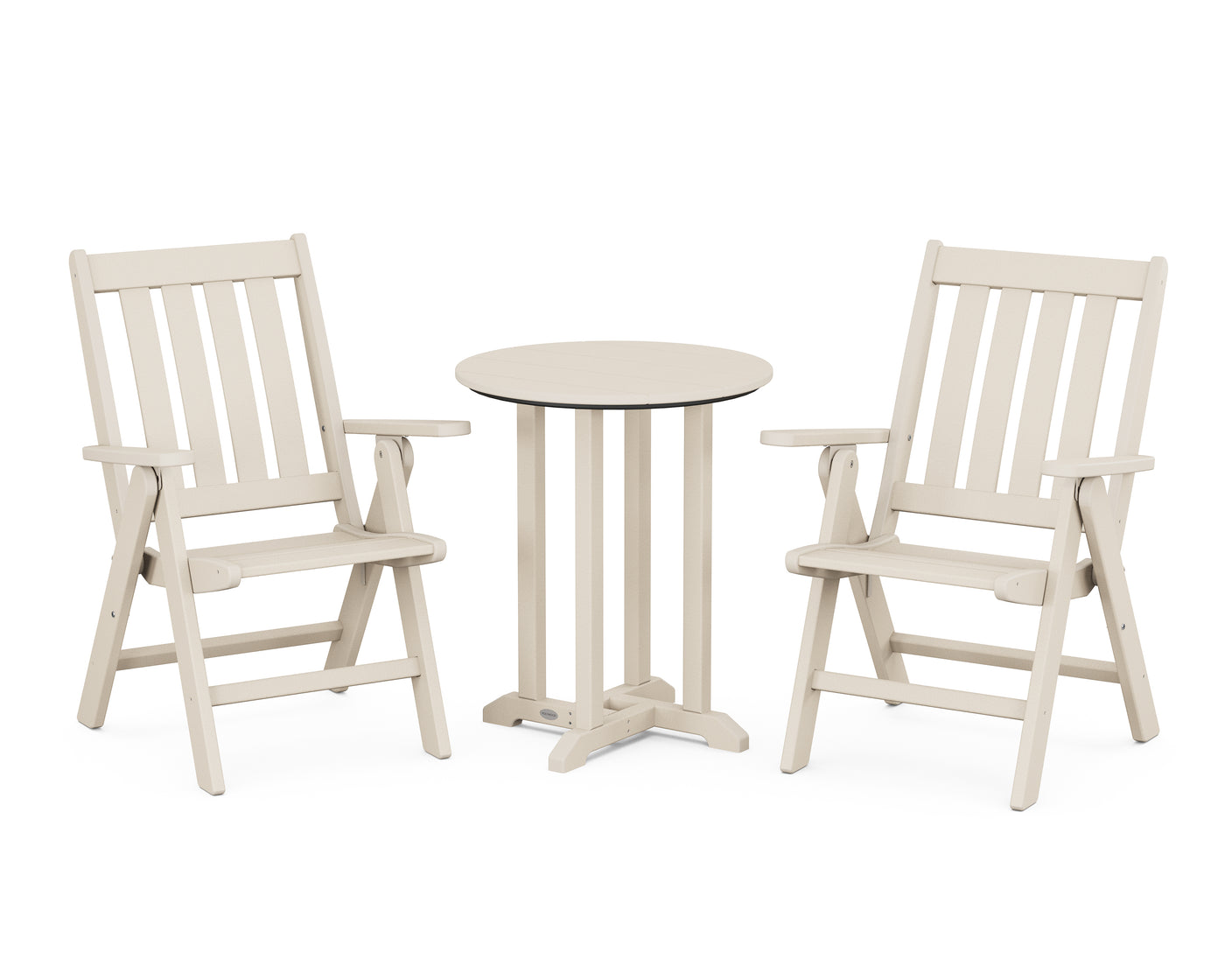 Vineyard Folding Chair 3-Piece Round Bistro Dining Set