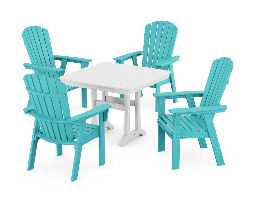 POLYWOOD® Nautical Adirondack 5-Piece Dining Set with Trestle Legs