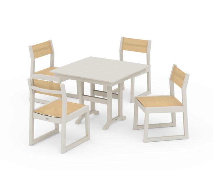 POLYWOOD® EDGE Sling Side Chair 5-Piece Farmhouse Dining Set
