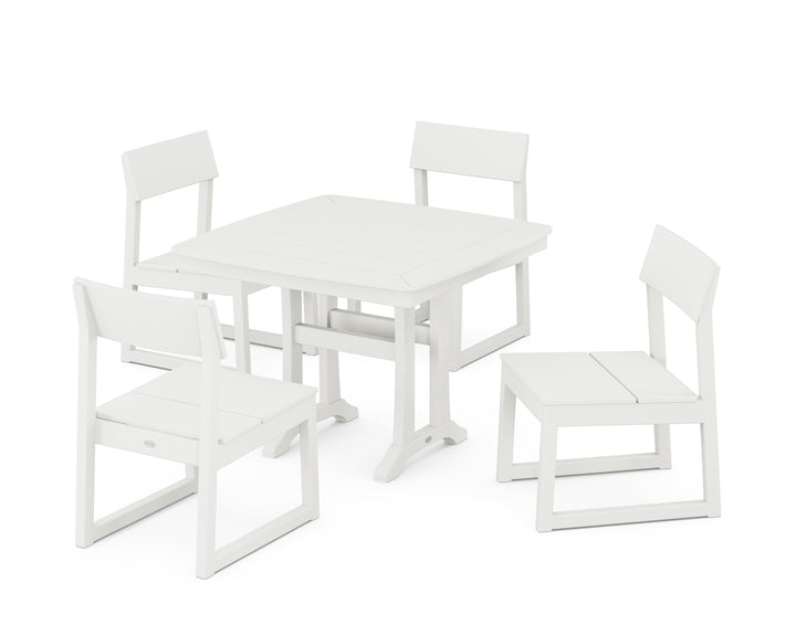 POLYWOOD® EDGE Side Chair 5-Piece Dining Set with Trestle Legs
