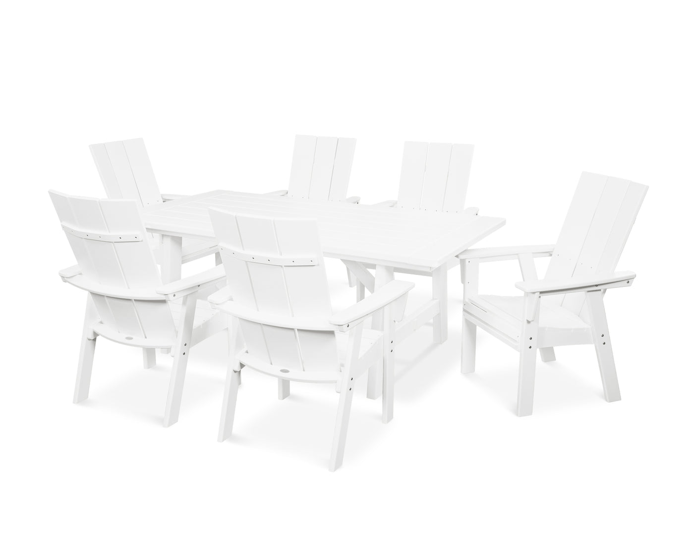 Modern Curveback Adirondack 7-Piece Rustic Farmhouse Dining Set