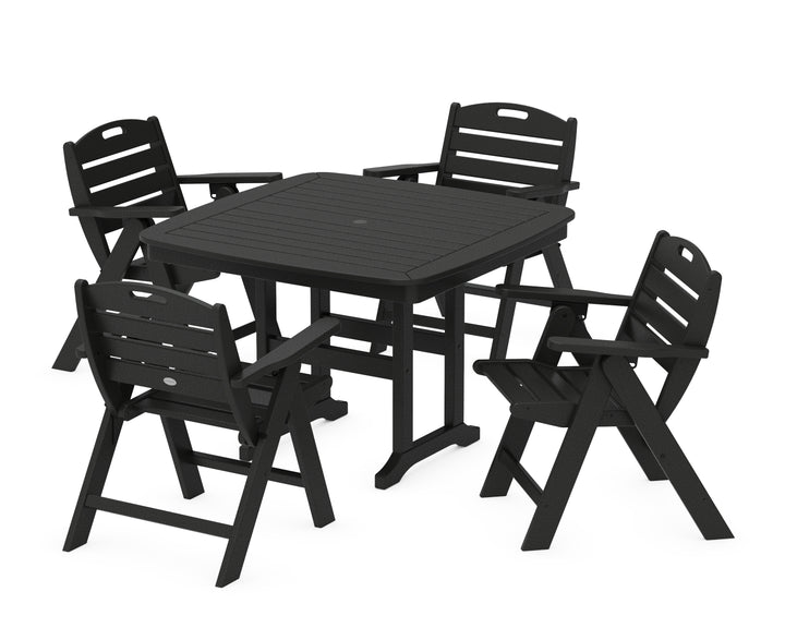 POLYWOOD® Nautical Folding Lowback Chair 5-Piece Dining Set with Trestle Legs