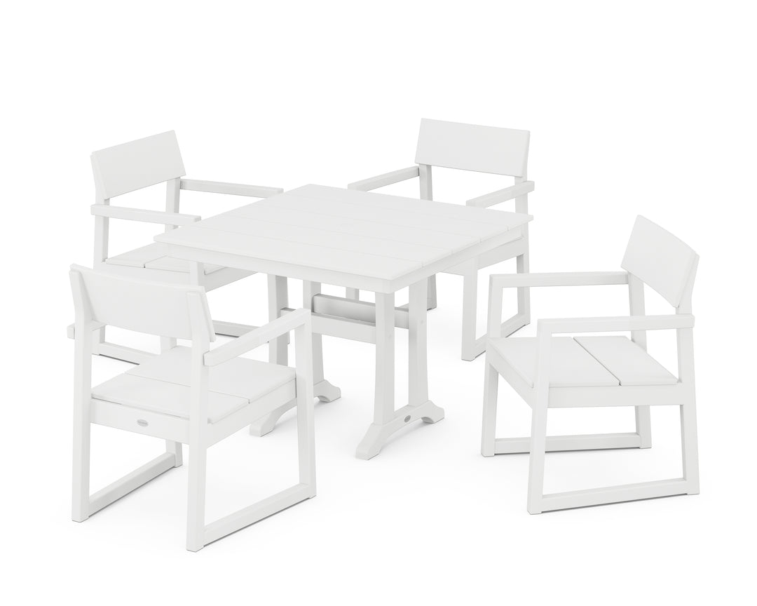 POLYWOOD® EDGE 5-Piece Farmhouse Dining Set With Trestle Legs