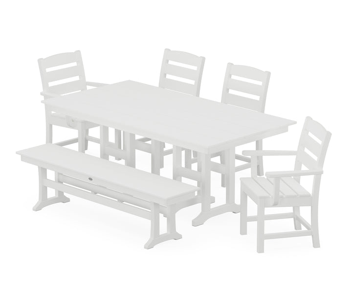 POLYWOOD® Lakeside 6-Piece Farmhouse Dining Set with Bench