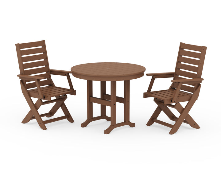 POLYWOOD® Captain Folding Chair 3-Piece Round Dining Set