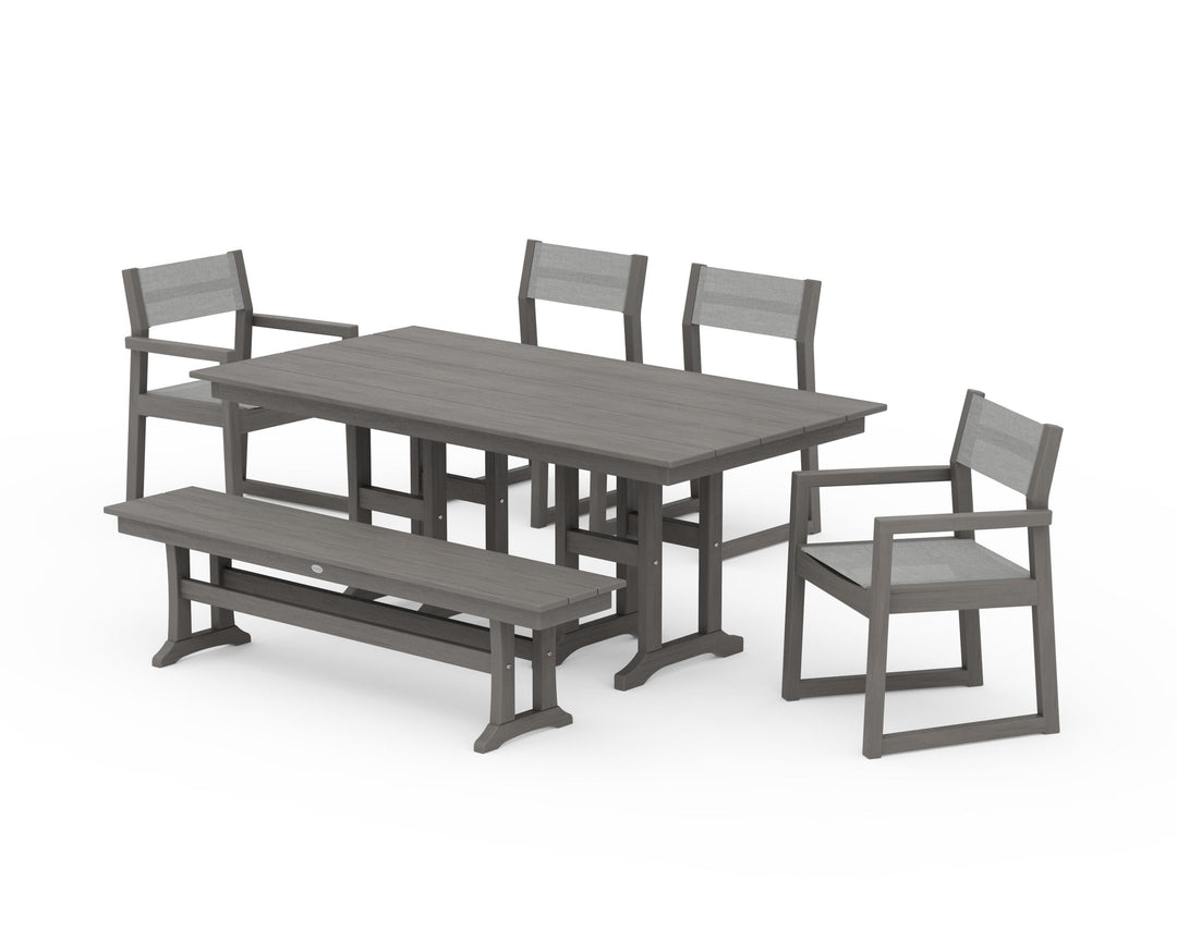 POLYWOOD® EDGE Sling 6-Piece Farmhouse Dining Set