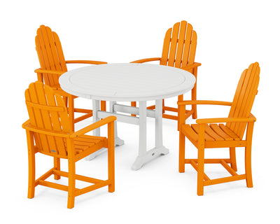 Classic Adirondack 5-Piece Round Dining Set with Trestle Legs