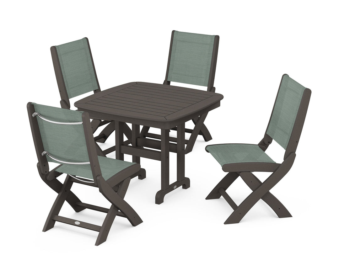 POLYWOOD® Coastal Folding Side Chair 5-Piece Dining Set