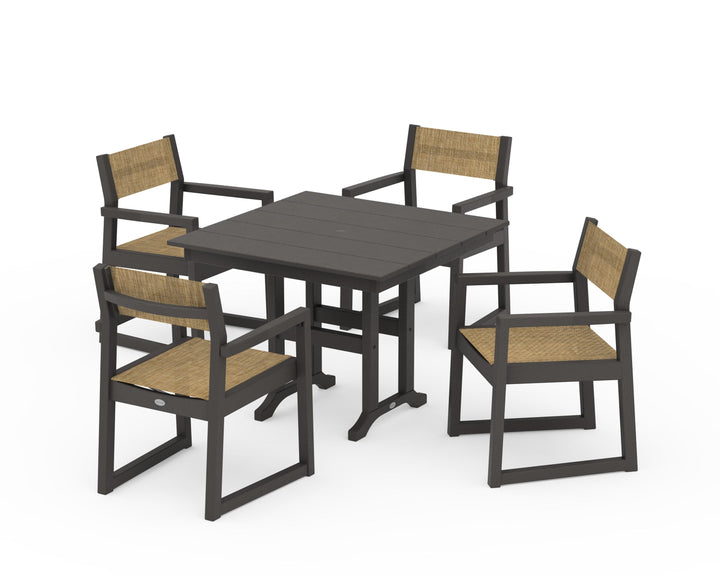 POLYWOOD® EDGE Sling Arm Chair 5-Piece Farmhouse Dining Set