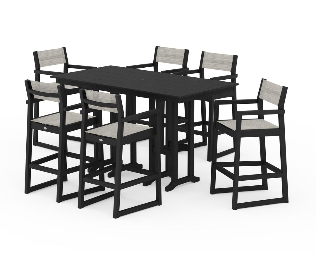 POLYWOOD® EDGE Sling Arm Chair 7-Piece Farmhouse Bar Set