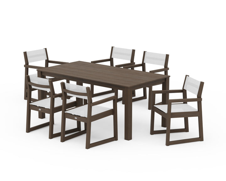 POLYWOOD® EDGE Sling Arm Chair 7-Piece Parsons Dining Set