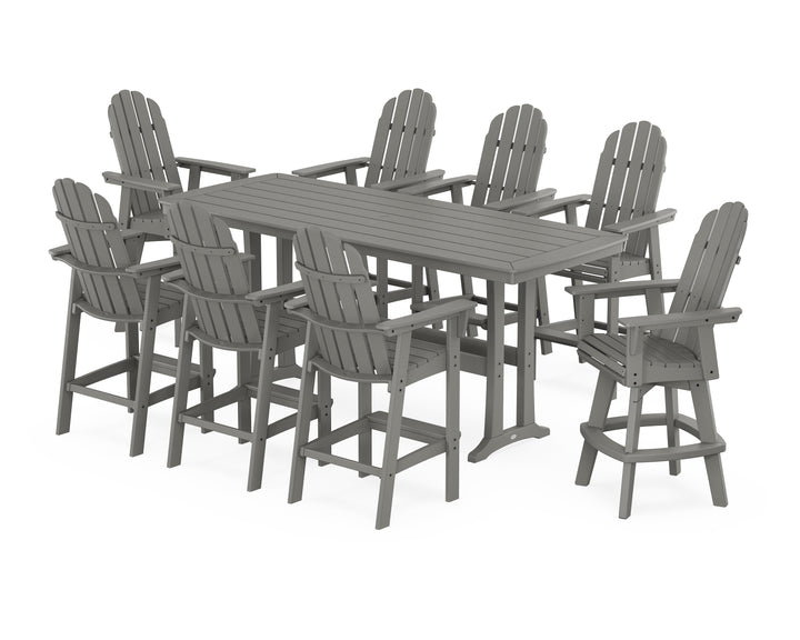 POLYWOOD® Vineyard Curveback Adirondack Swivel 9-Piece Bar Set with Trestle Legs