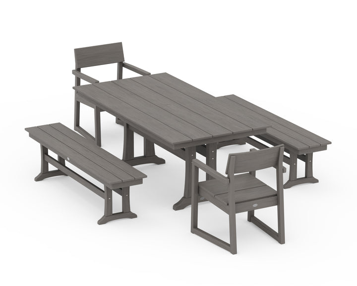 POLYWOOD® EDGE 5-Piece Farmhouse Dining Set With Trestle Legs