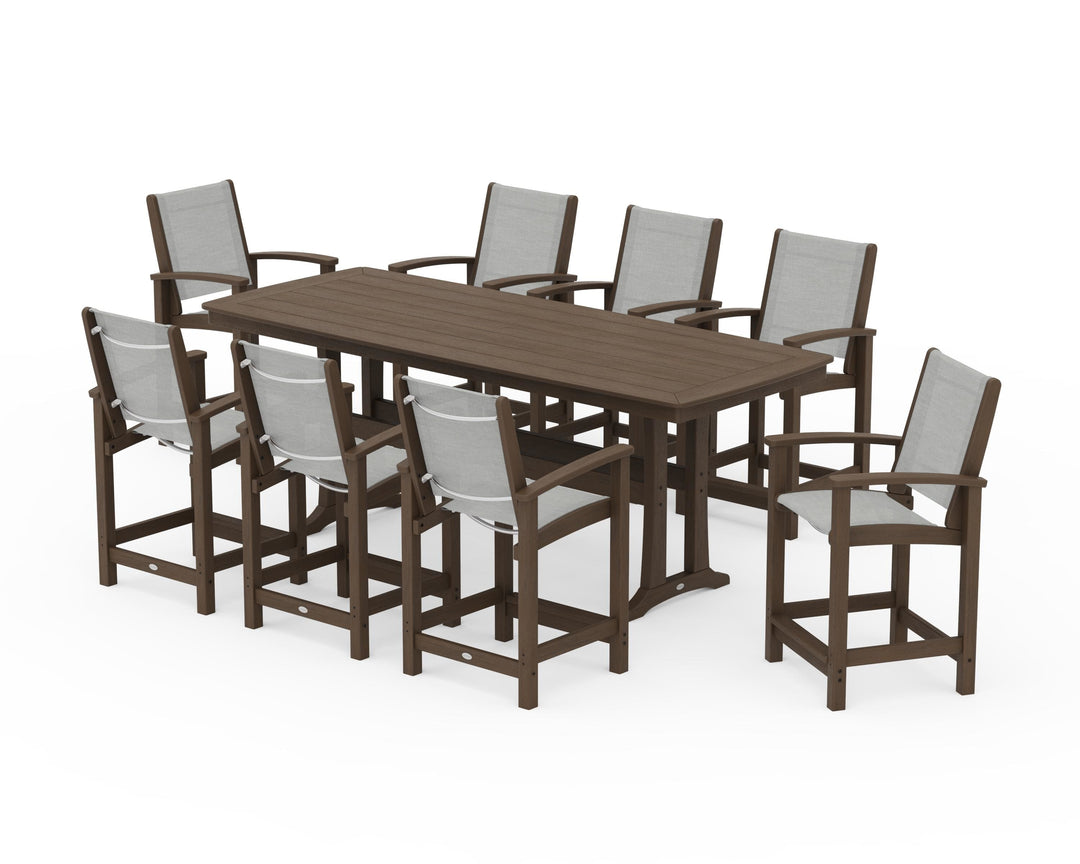 POLYWOOD® Coastal 9-Piece Counter Set with Trestle Legs