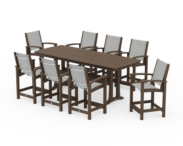 POLYWOOD® Coastal 9-Piece Counter Set with Trestle Legs