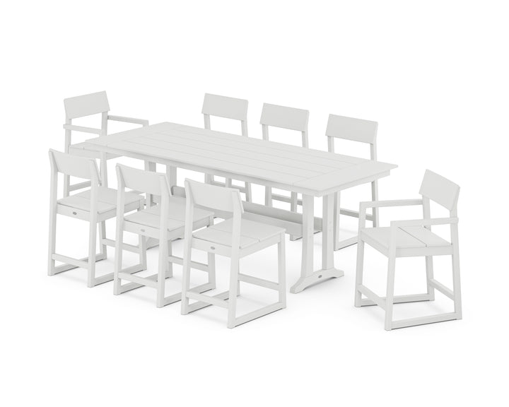 POLYWOOD® EDGE 9-Piece Farmhouse Counter Set with Trestle Legs