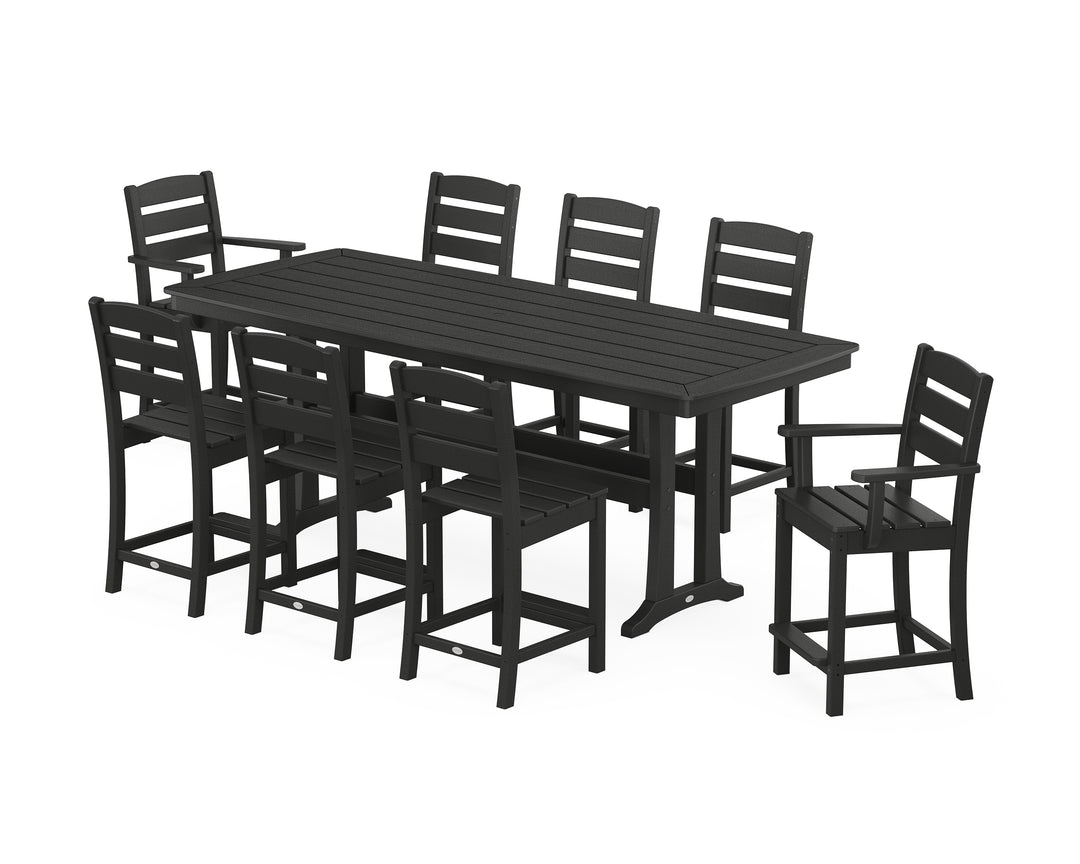 POLYWOOD® Lakeside 9-Piece Counter Set with Trestle Legs
