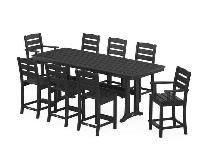 POLYWOOD® Lakeside 9-Piece Counter Set with Trestle Legs