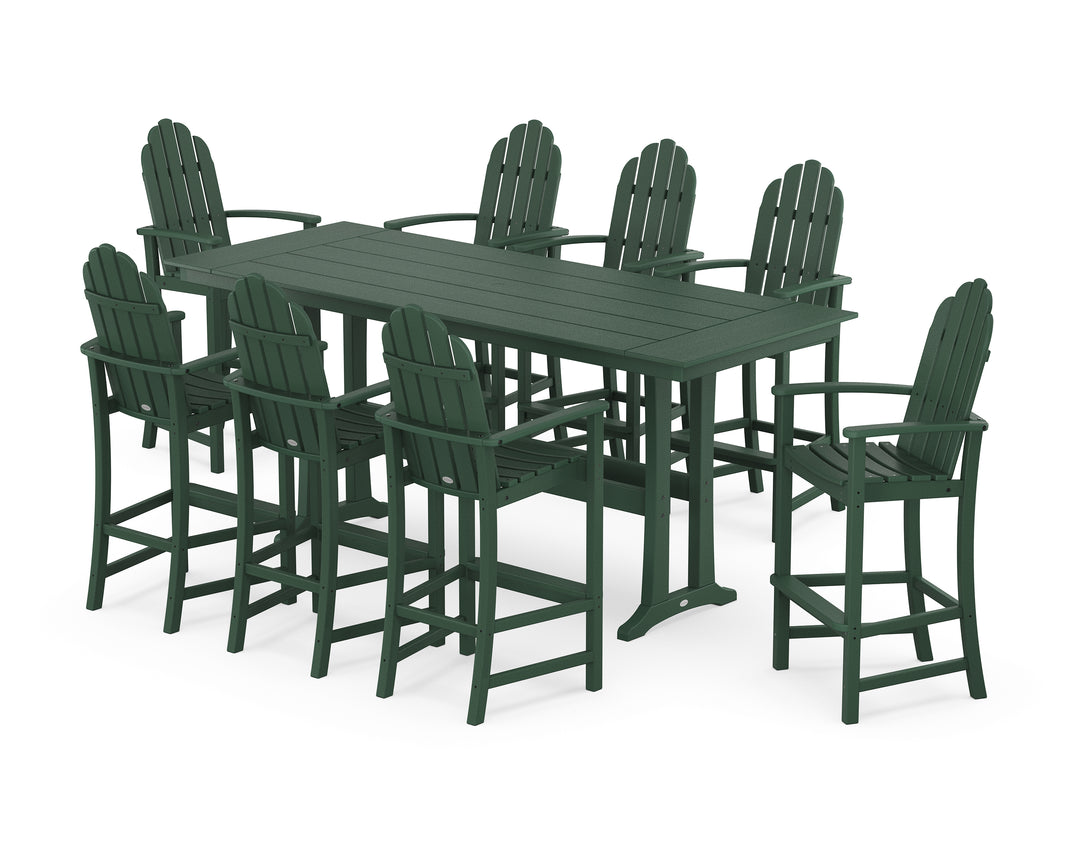 POLYWOOD® Classic Adirondack 9-Piece Farmhouse Bar Set with Trestle Legs