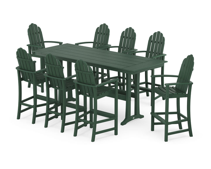 POLYWOOD® Classic Adirondack 9-Piece Farmhouse Bar Set with Trestle Legs