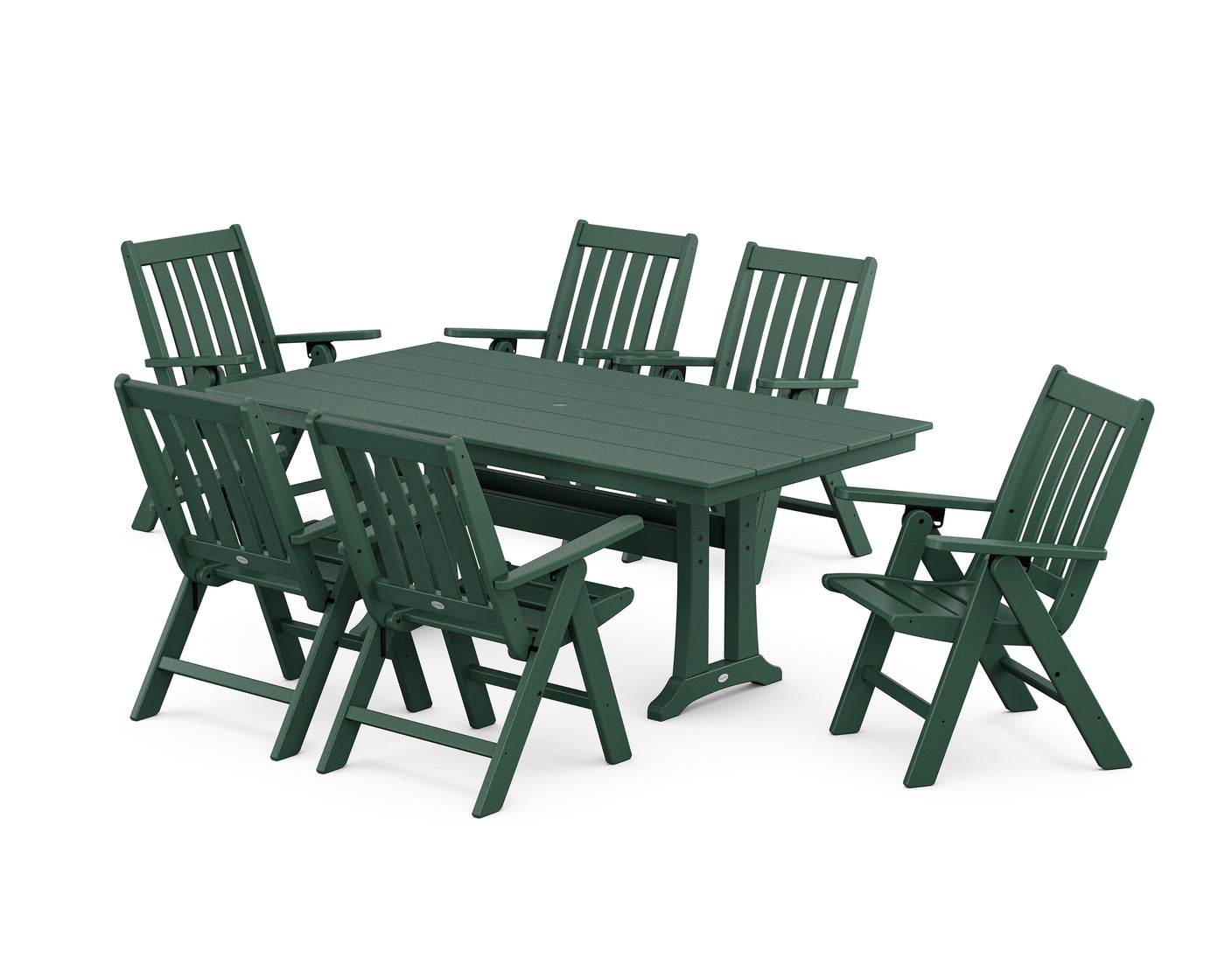 Vineyard Folding Chair 7-Piece Farmhouse Dining Set with Trestle Legs