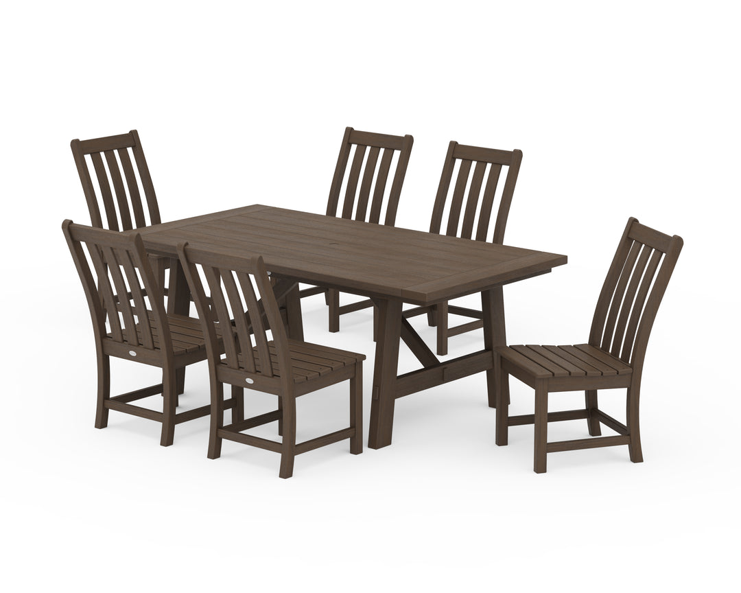 POLYWOOD® Vineyard 7-Piece Rustic Farmhouse Side Chair Dining Set