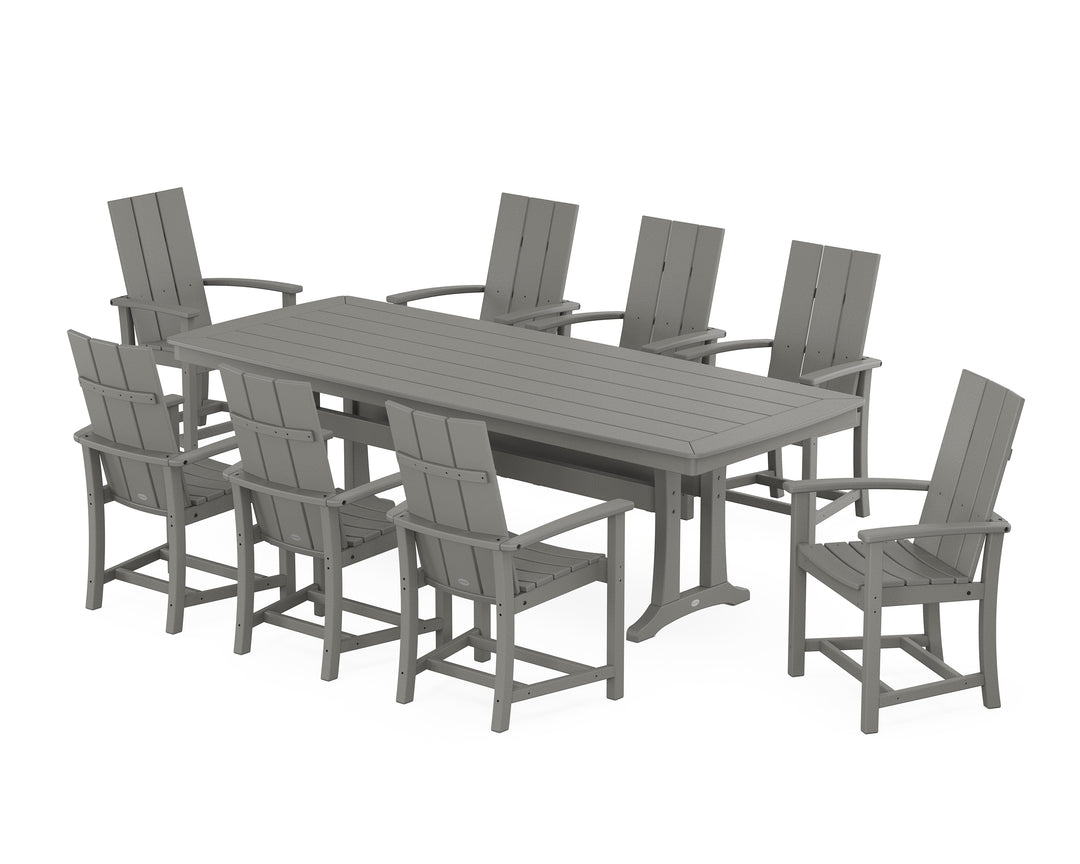 POLYWOOD® Modern Adirondack 9-Piece Dining Set with Trestle Legs