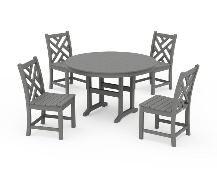 POLYWOOD® Chippendale 5-Piece Round Farmhouse Side Chair Dining Set