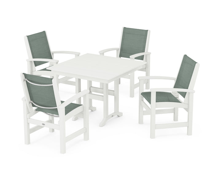 POLYWOOD® Coastal 5-Piece Farmhouse Dining Set