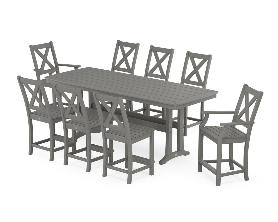 POLYWOOD® Braxton 9-Piece Counter Set with Trestle Legs