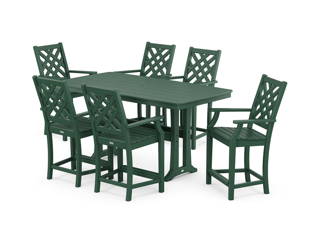Country Living Wovendale Arm Chair 7-Piece Counter Set with Trestle Legs