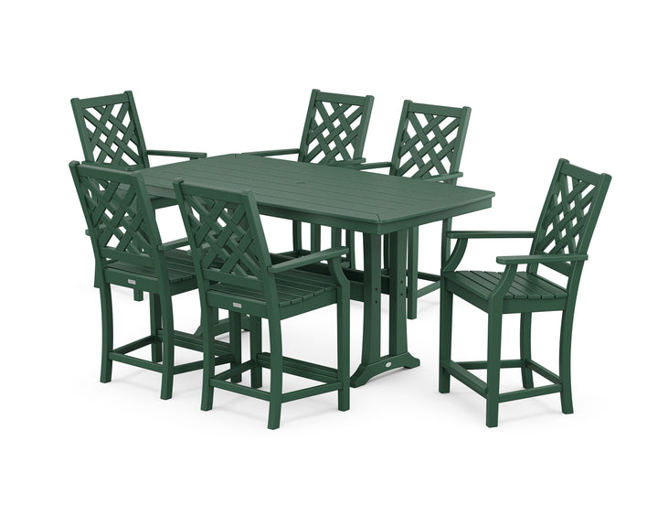 Country Living Wovendale Arm Chair 7-Piece Counter Set with Trestle Legs