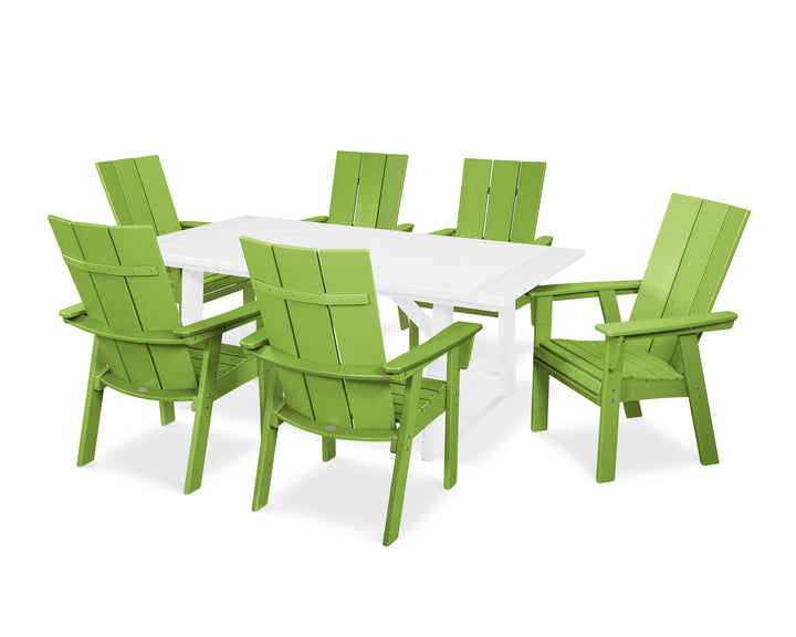 POLYWOOD® Modern Curveback Adirondack 7-Piece Rustic Farmhouse Dining Set