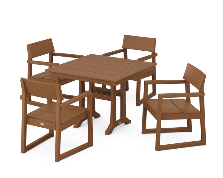 POLYWOOD® EDGE 5-Piece Farmhouse Dining Set With Trestle Legs